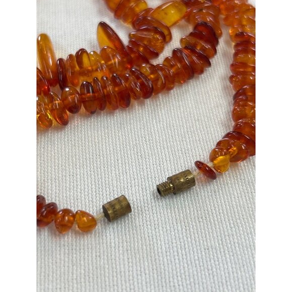Amber Chip Necklace Organic Beads Barrel Screw Clasp - Picture 5 of 7